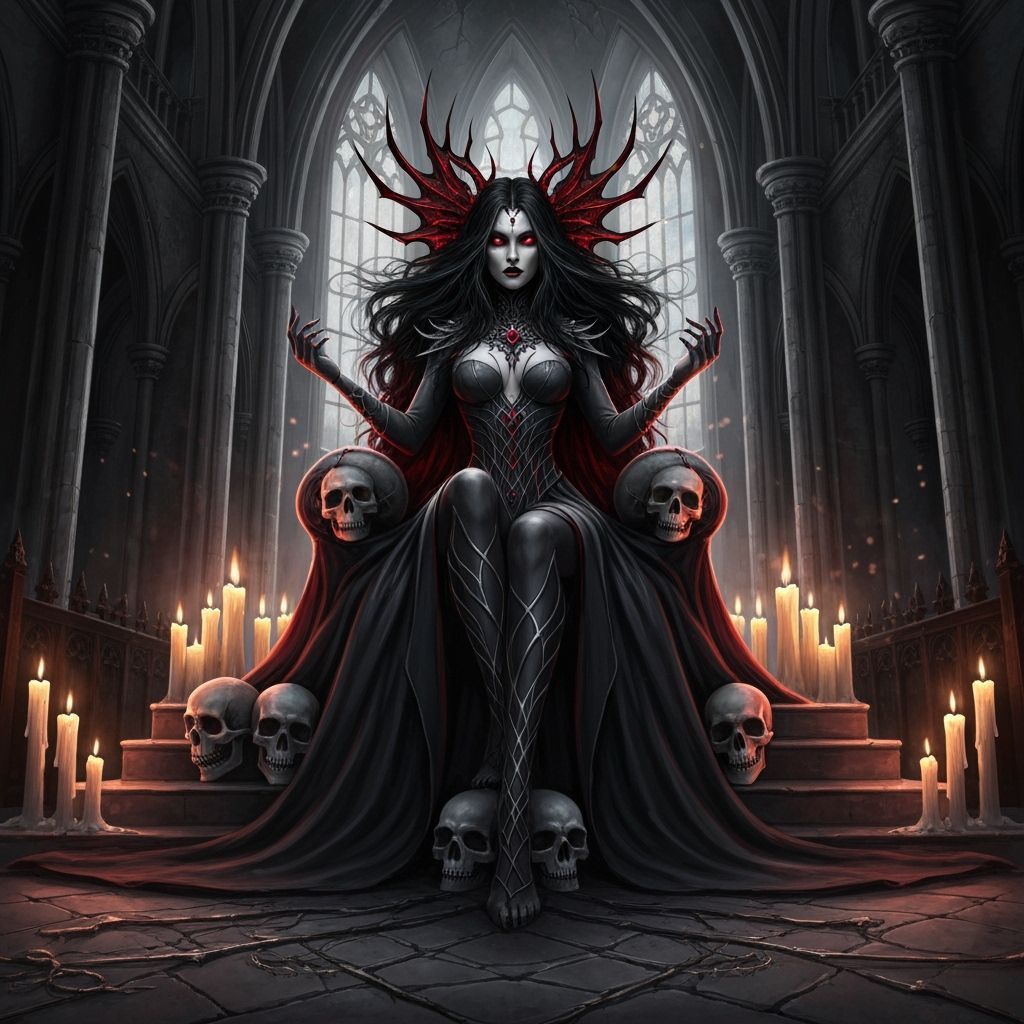 Gothic Vampire Queen in Decaying Cathedral