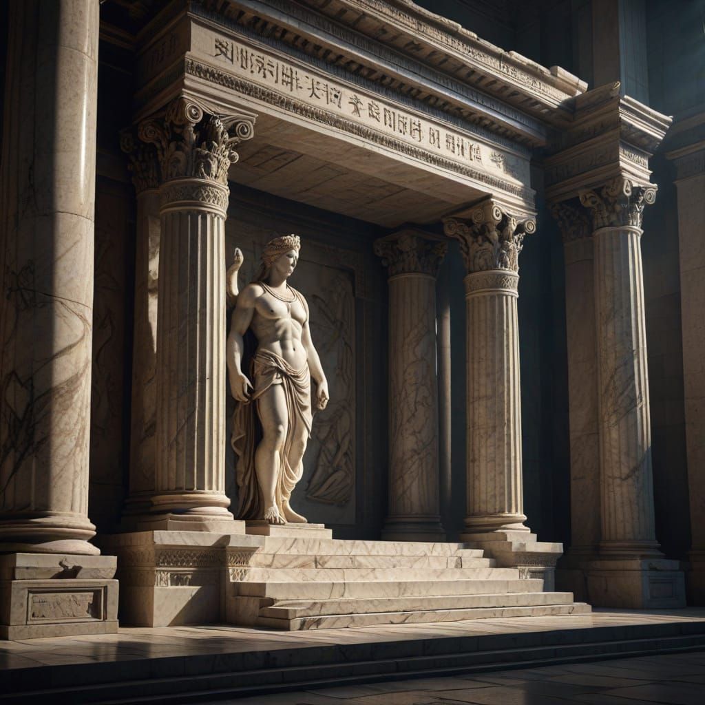 Pergamon Altar Masterpiece in Dramatic Digital Matte Paintin...