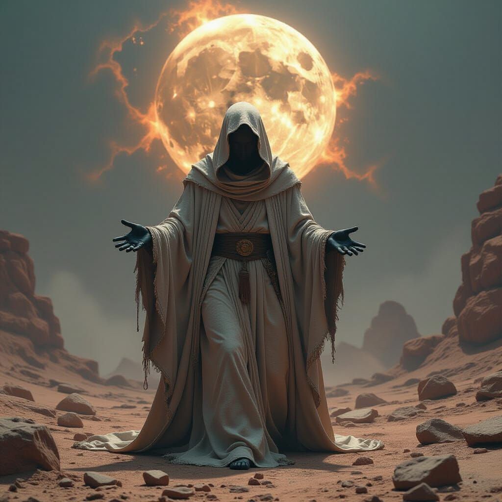 Celestial Being Witnesses World's Destruction in Abstract St...