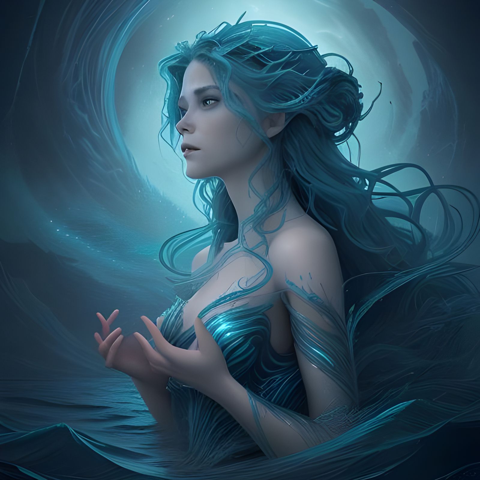 Water Elemental Grasping for Stars: Digital Matte Painting