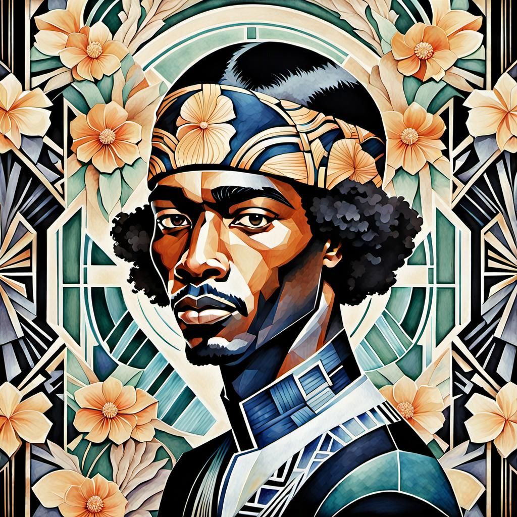 Art Deco Portrait of African American Man