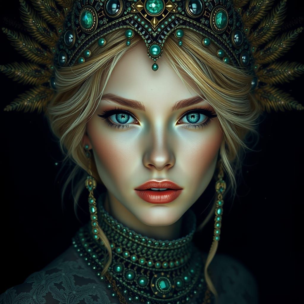 Ethereal Goddess in Shimmering Starlight