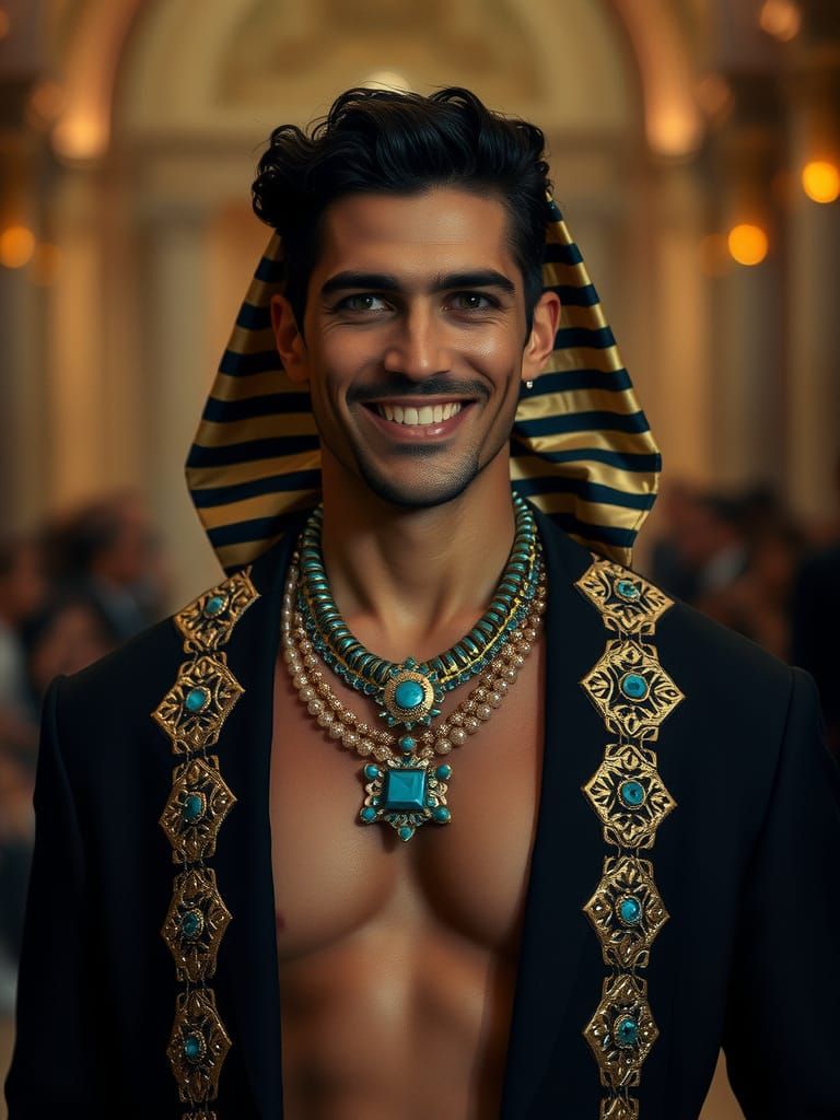 Egyptian Fashion Icon in Opulent Haute Couture