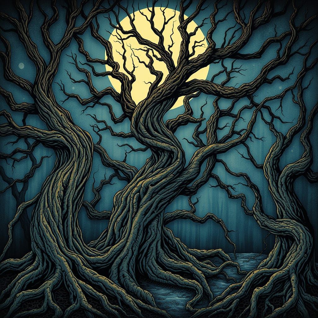 Whispers in a Dreamlike Moonlit Forest