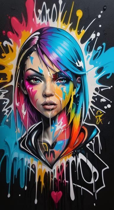 Colorful Graffiti Art with Polychromatic Splash