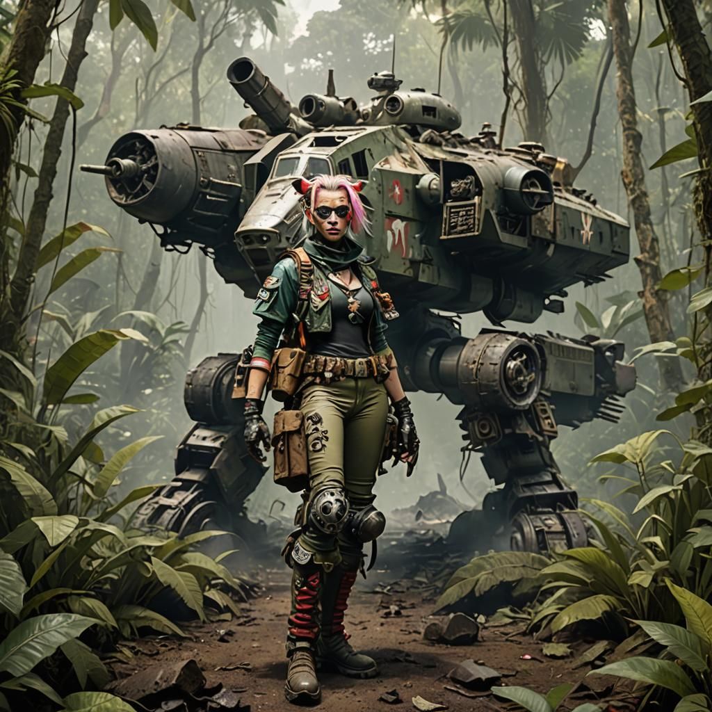 Tank Girl in Warhammer Armor Jungle Crash