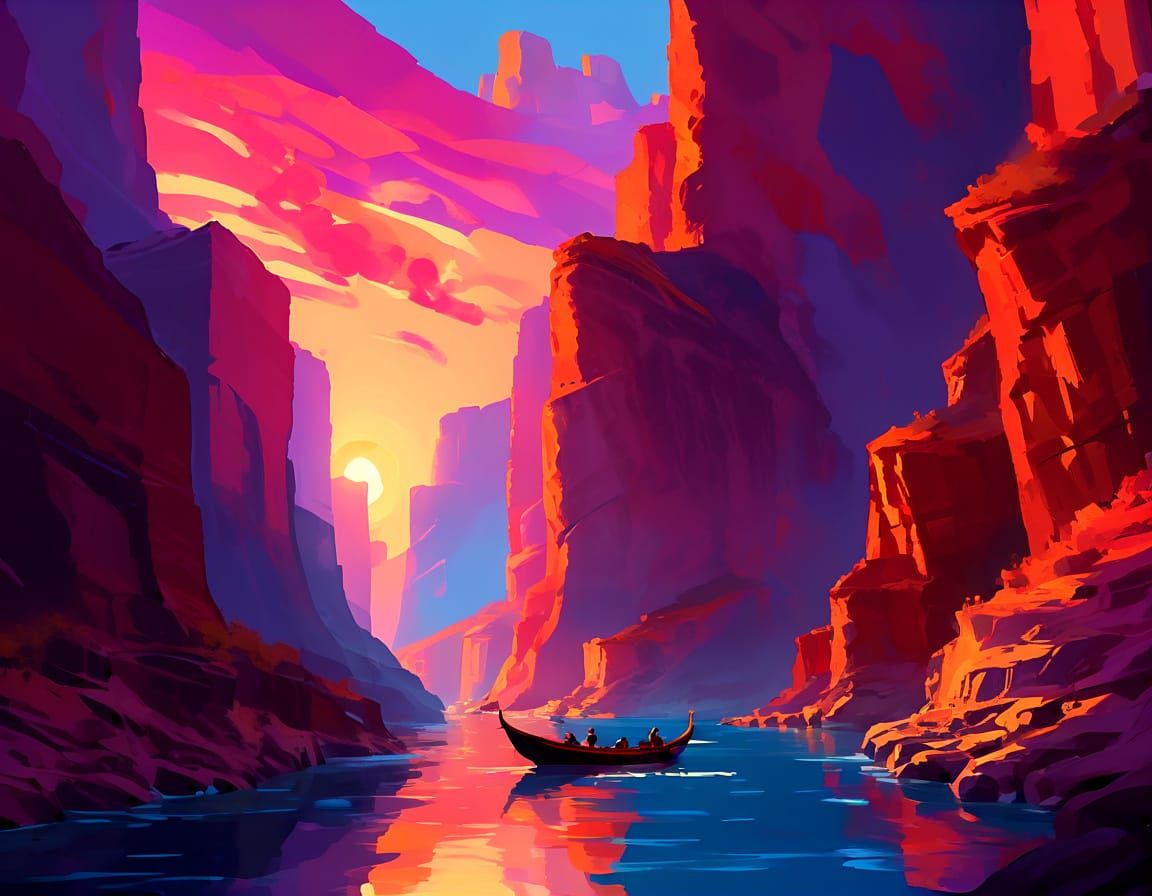 Ethereal Canyon Landscape at Dusk