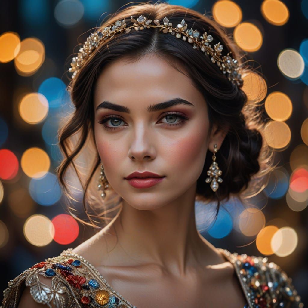 Empowered Feminine Figure in Vibrant Surreal Portrait