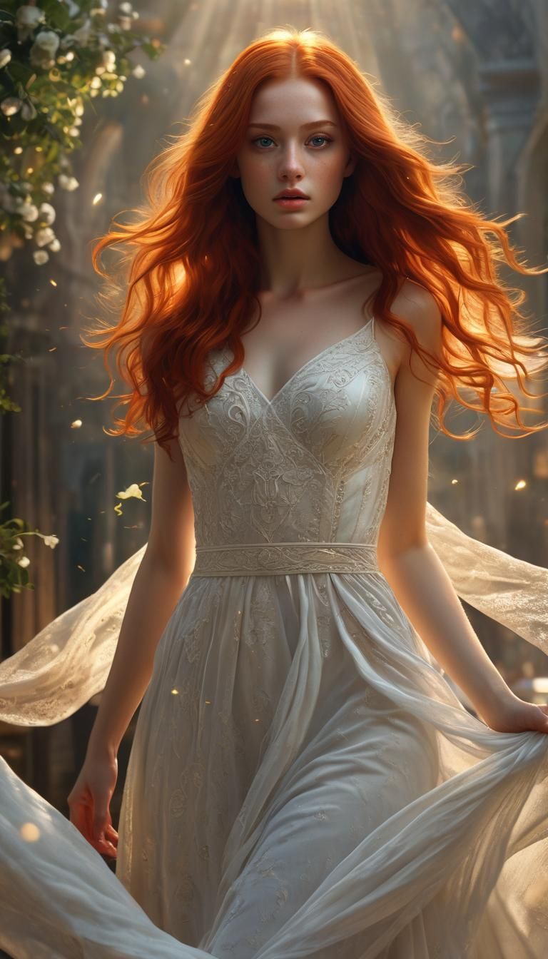 Stunningly Beautiful Girl with Long Red Hair