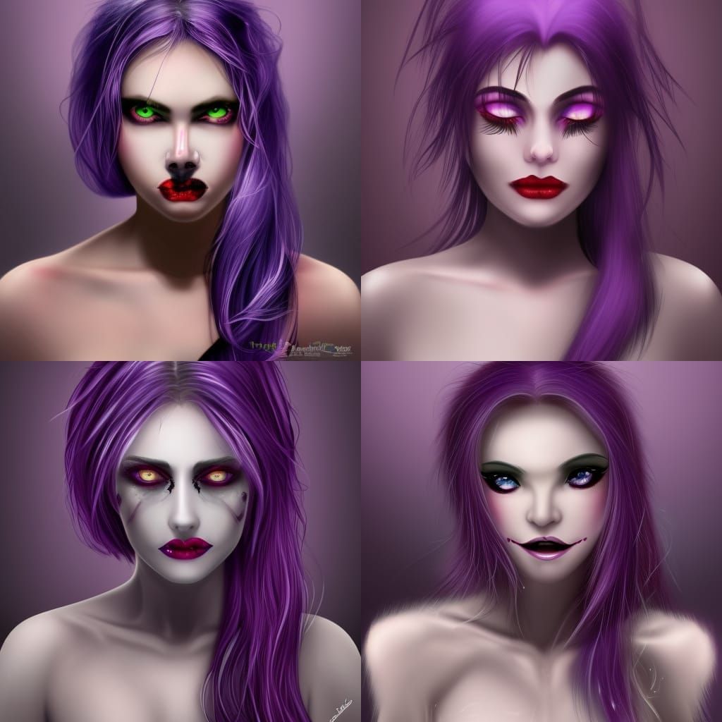 Mysterious Beauty with Piercing Purple Eyes