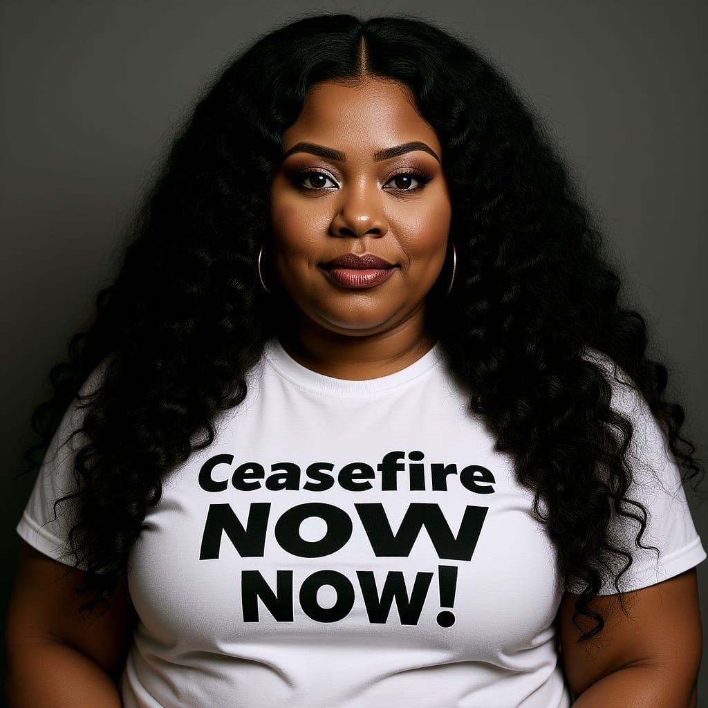 Beautiful Plus-Size Black Woman Demands Ceasefire in Portrai...
