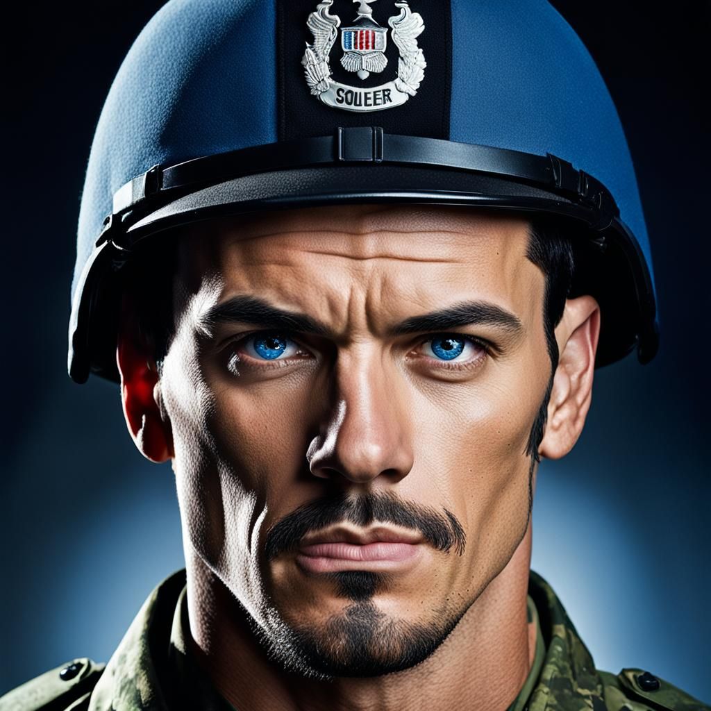 Striking Soldier Portrait with Studio Lighting
