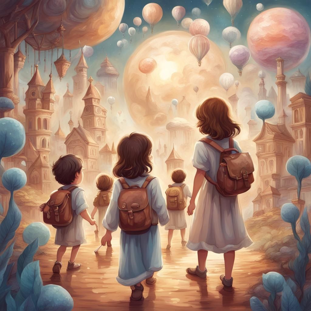 Children Exploring Ethereal Dream World