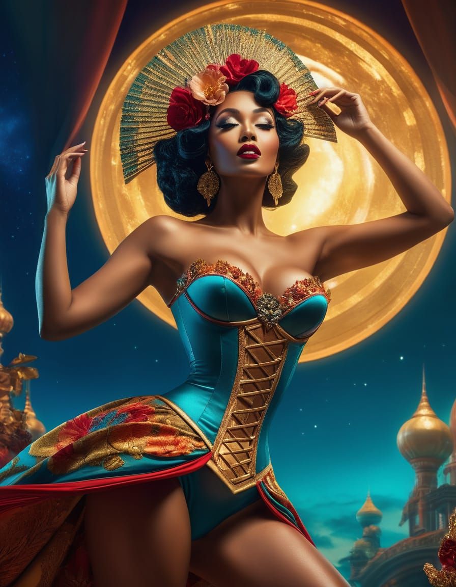 Dreamy Surreal Pin-Up Goddess in Digital Art