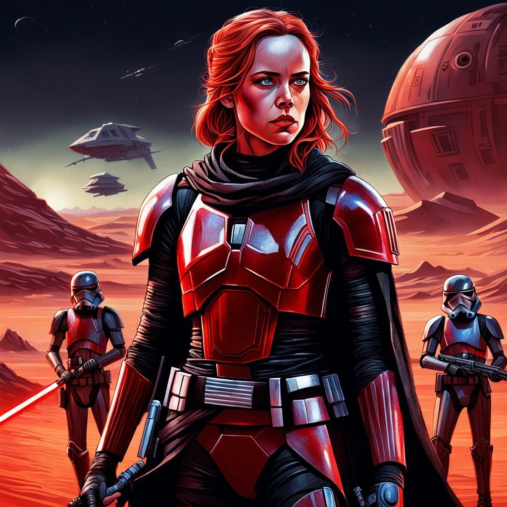 Sith Mara Jade and Luke Skywalker on Tatooine