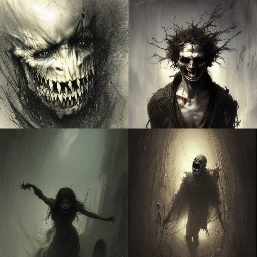 Tormented Smile in Dark Horror Style