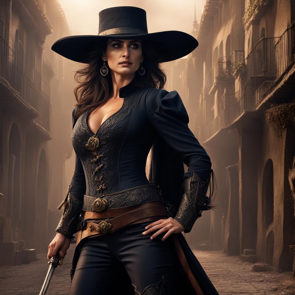 Penelope Cruz as Zorro: Detailed Matte Painting