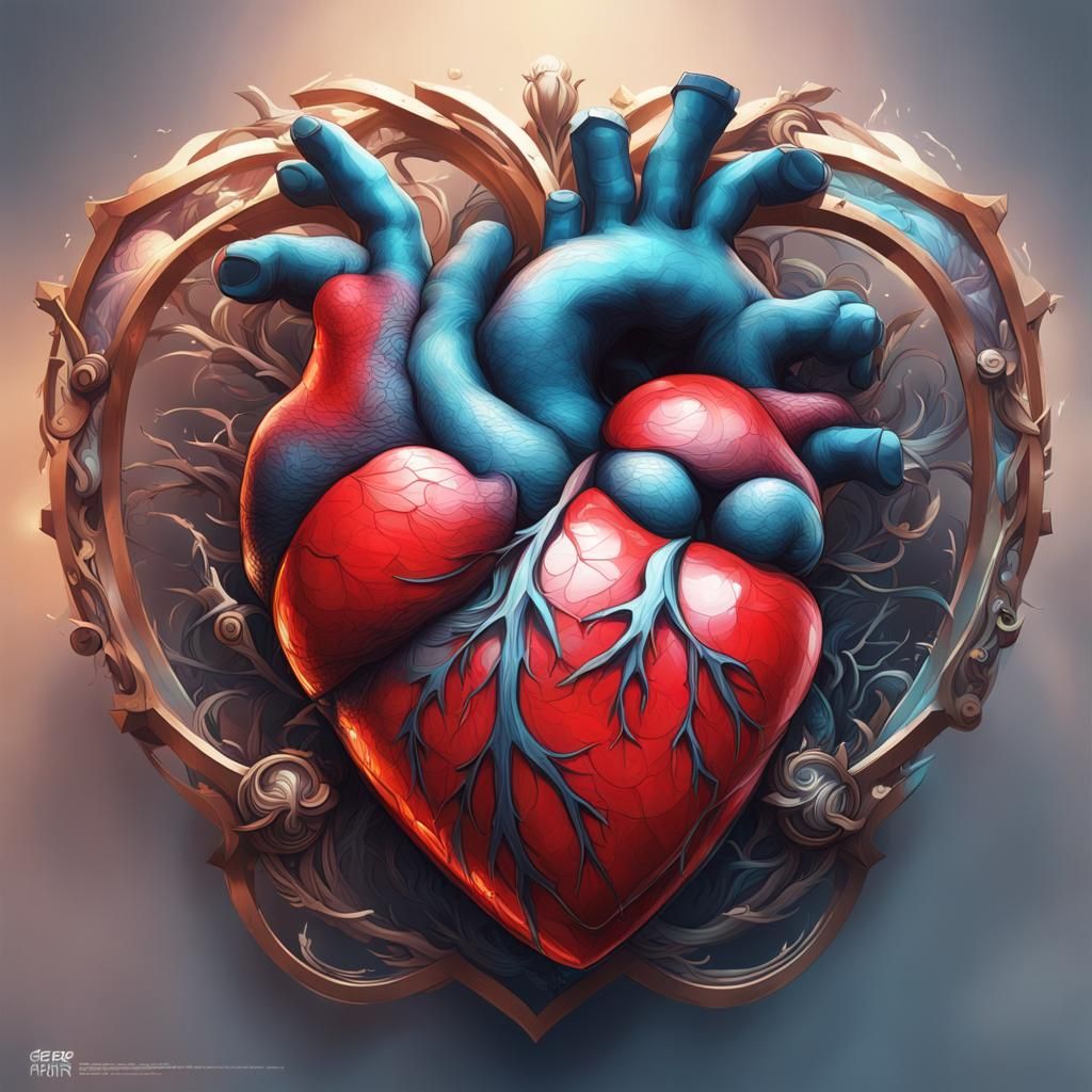 Detailed Heart Anatomy Illustration in Digital Art Style