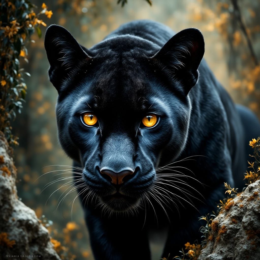 Black Panther with Sapphire Accents, Wildlife Photography