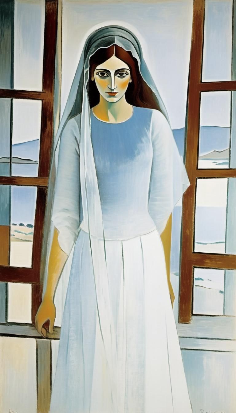 Sardinian Girl with Veil in Cubist Style