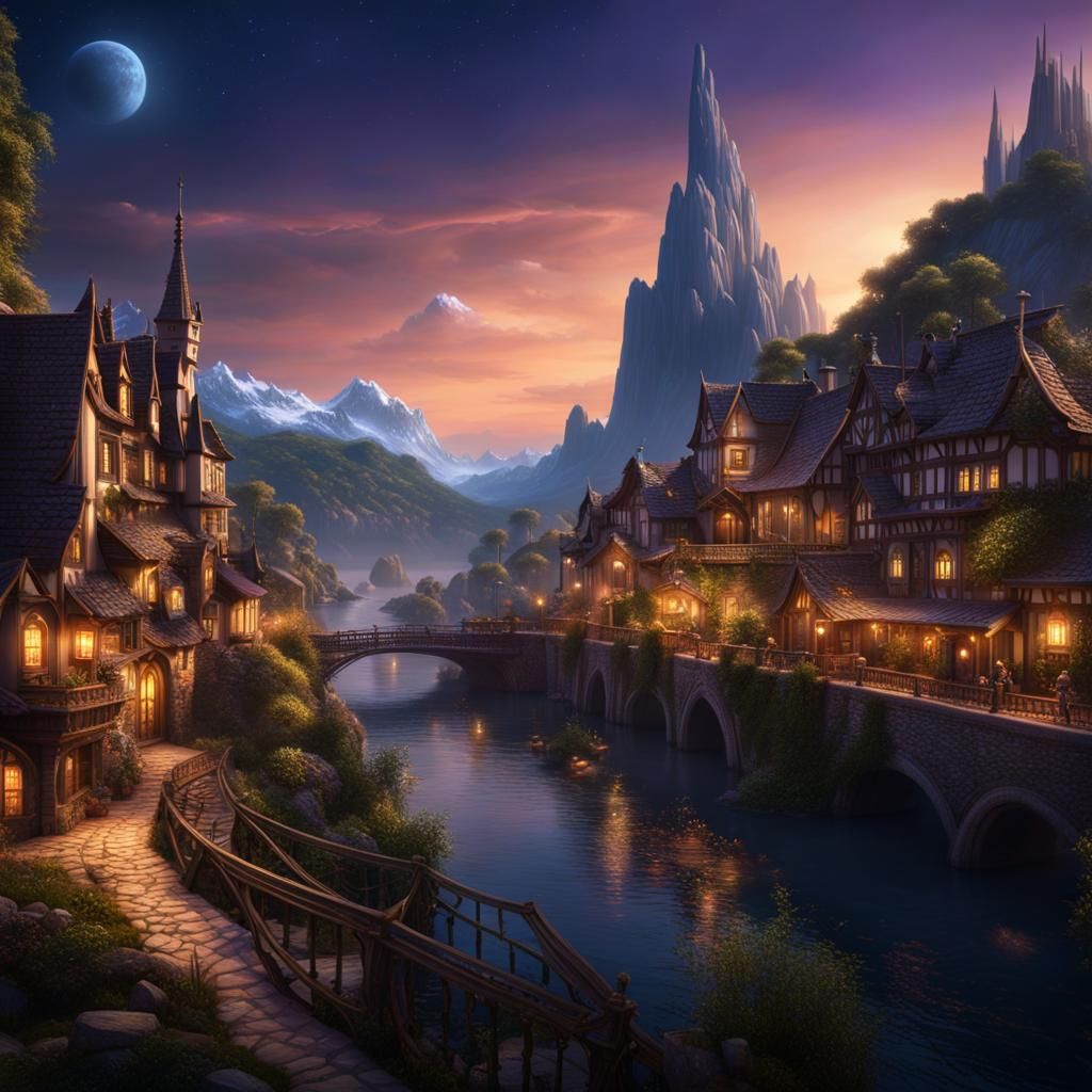Velaris: Magical City of Starlight Fantasy Landscape