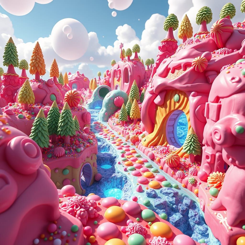 Whimsical Dessert Landscapes in Vibrant Sweet Wonderland
