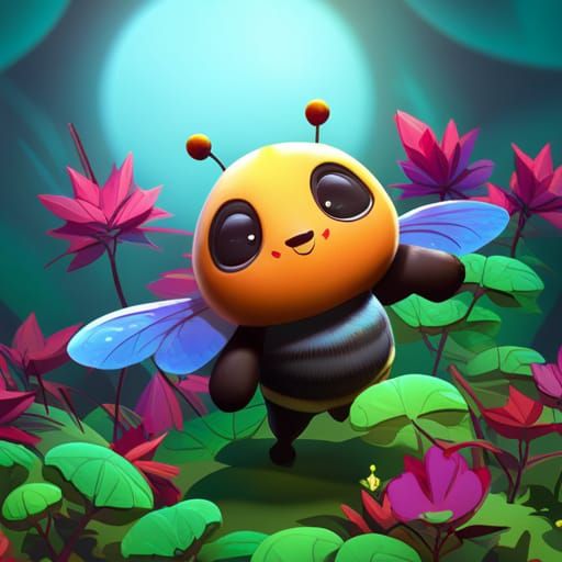 Adorable Panda Bee Insect in Colorful Digital Art
