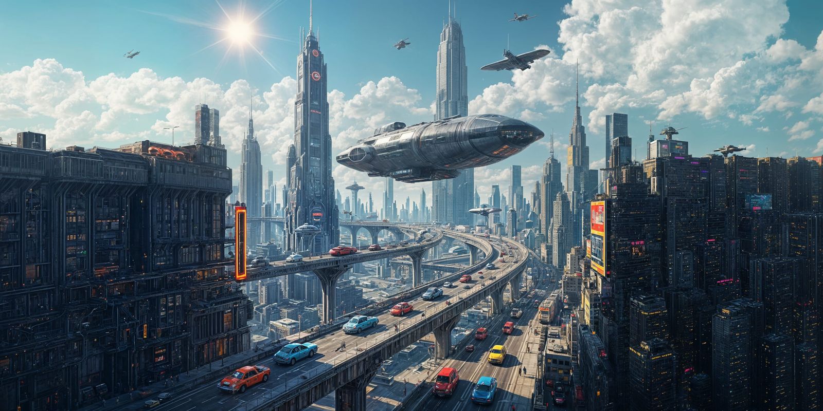 Retro Cyberpunk City Floating in the Air