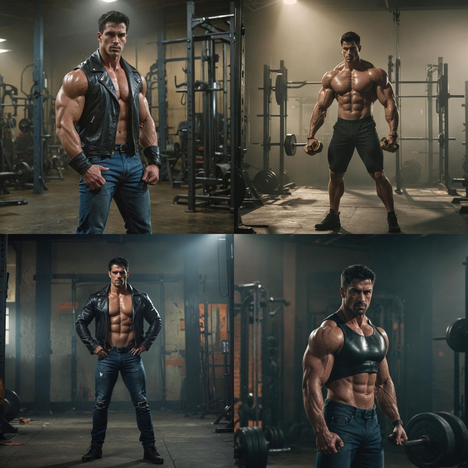 Photorealistic Muscular Superhero in Gym, Cinematic Style