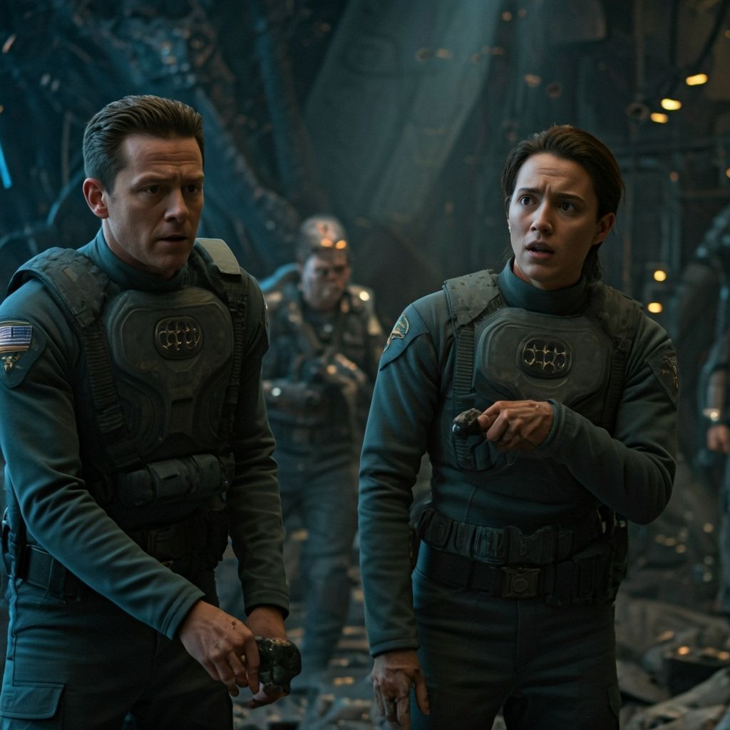 Sci-Fi Action Scene: Characters Fight Aliens and Shoot Down ...