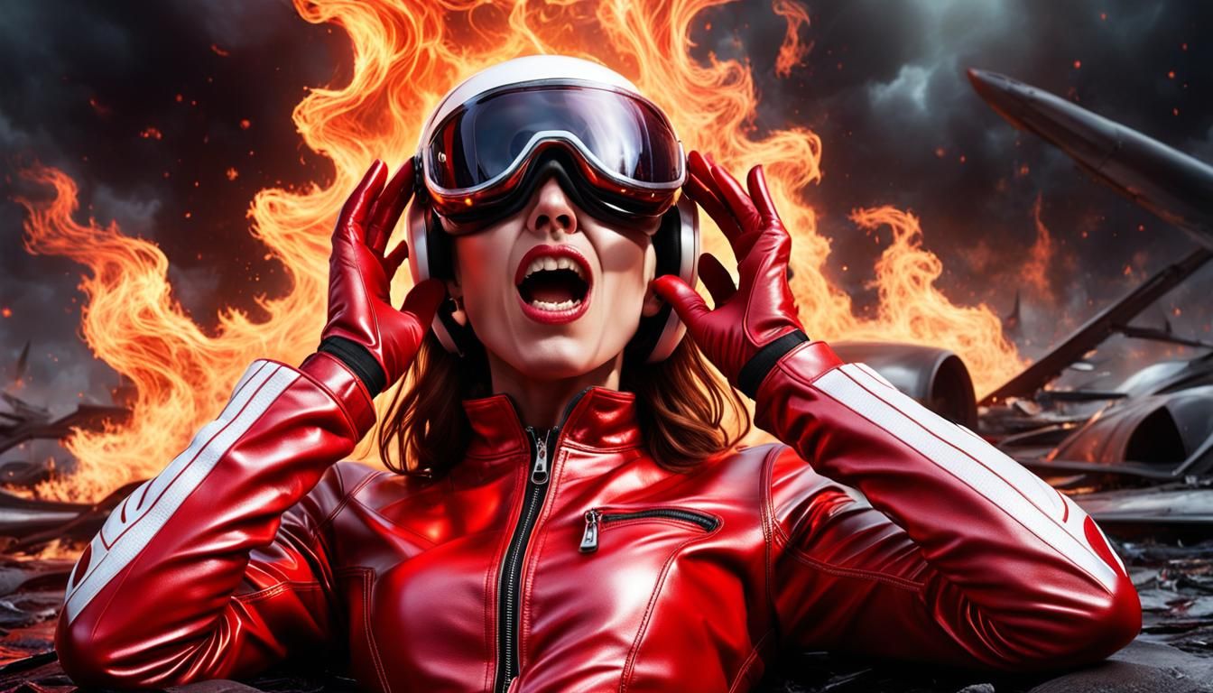 Girl in Flames: Hyperrealistic Concept Art