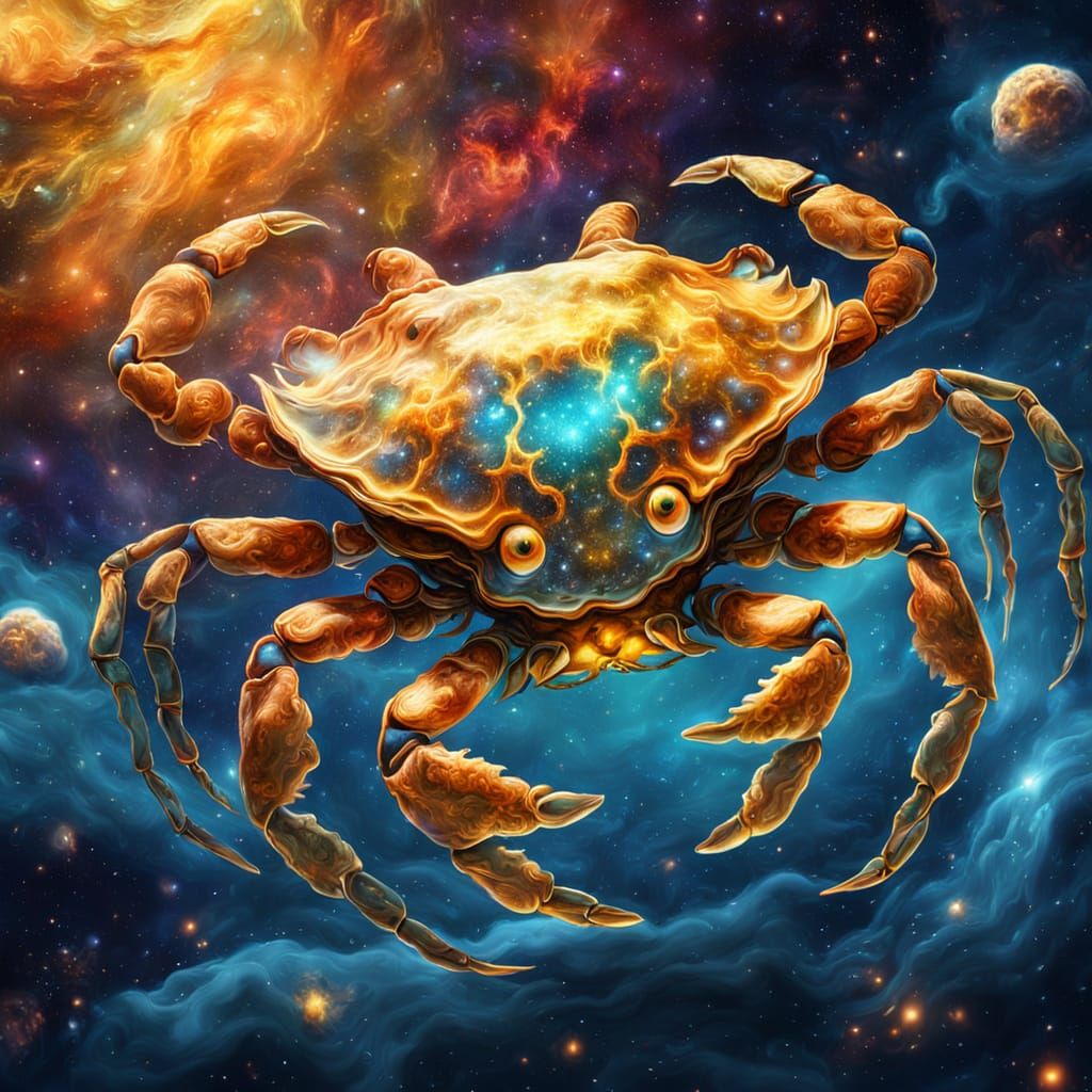 Surreal Crab Nebula in Space as Oil Painting
