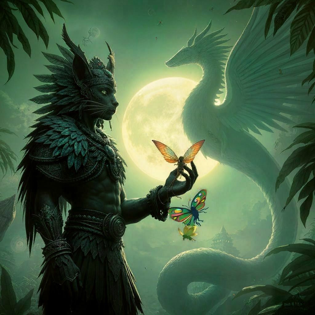 Ocelotman Confronts a Captured Fairy Under the Mayan Jungle ...