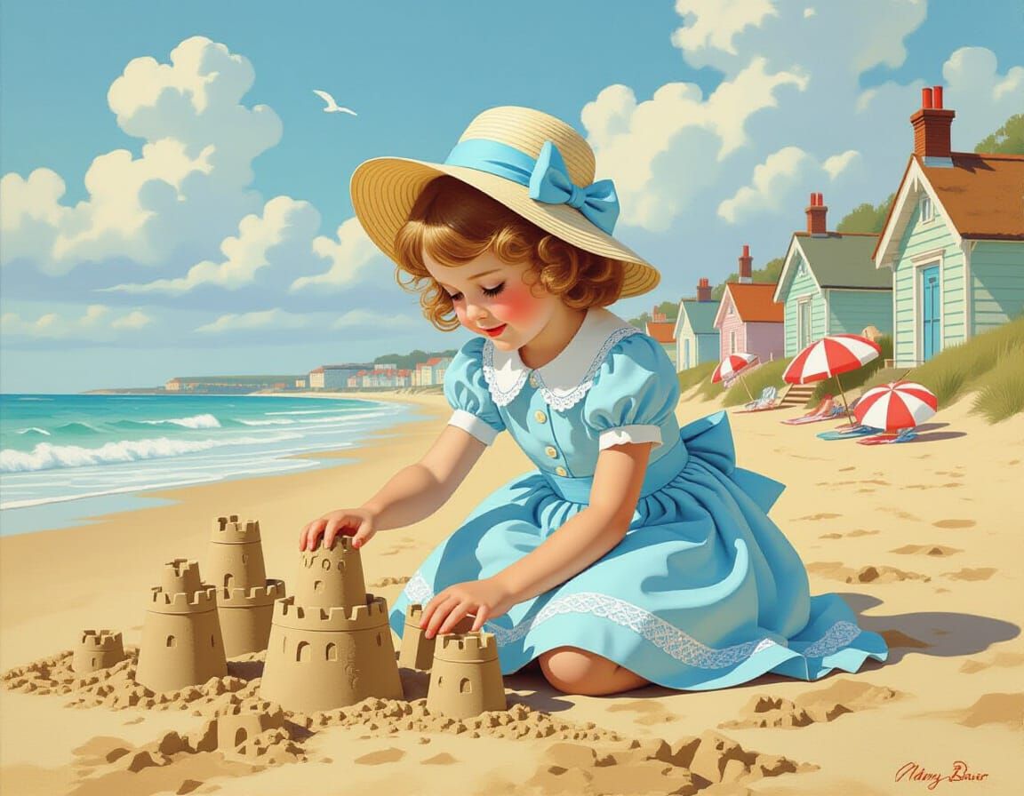 Victorian Girl at the Seaside, Nostalgic Art