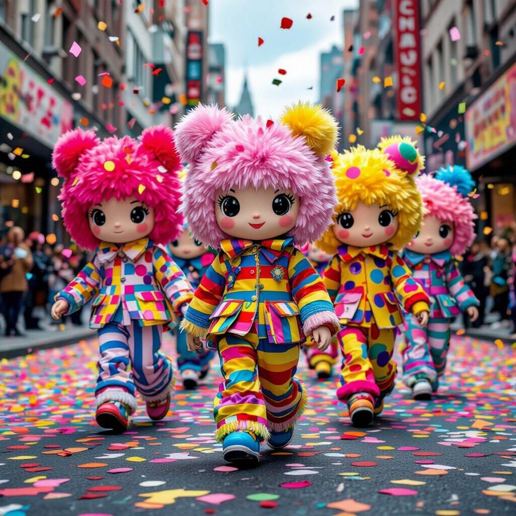 Colorful Pom-Pom Parade in Pop Art Style