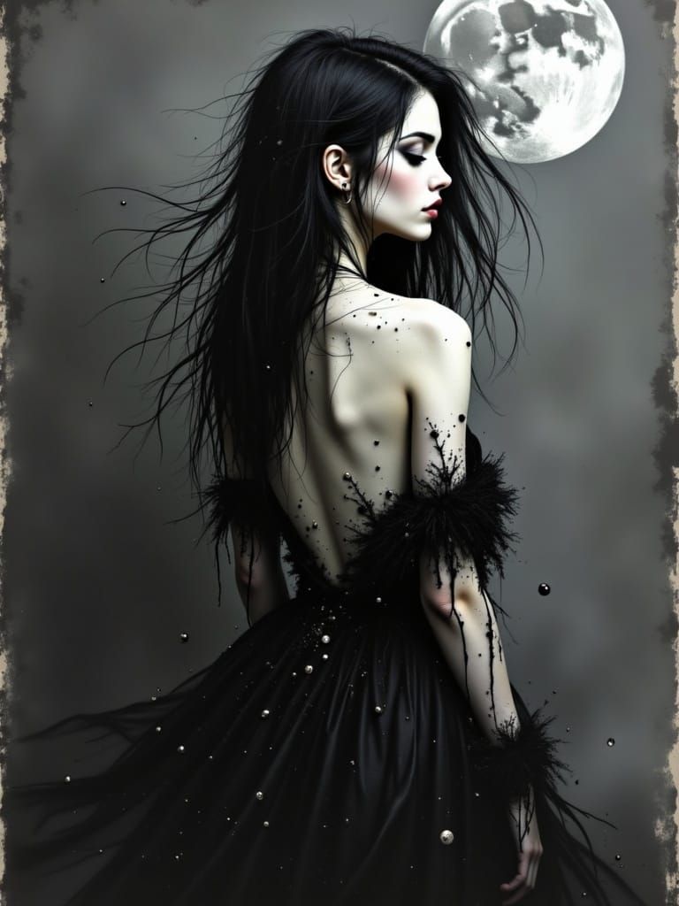 Romanticized Gothic Beauty in Moonlit Fog