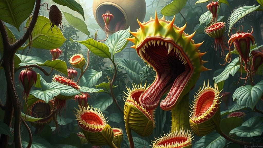 Carnivorous Garden in Photorealistic Style