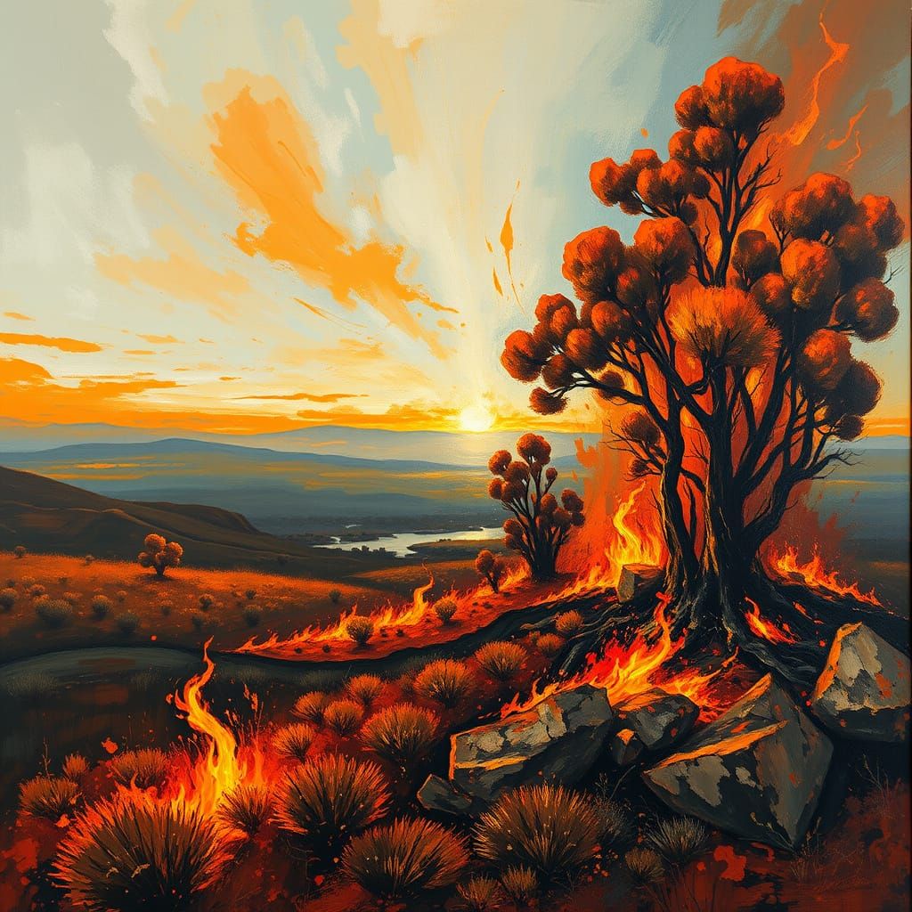 Sweeping Australian Inferno Captured in Expressive Brushstro...