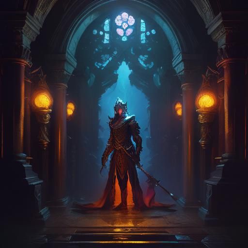 Epic Dark Fantasy Paladin Art with Flaming Sword