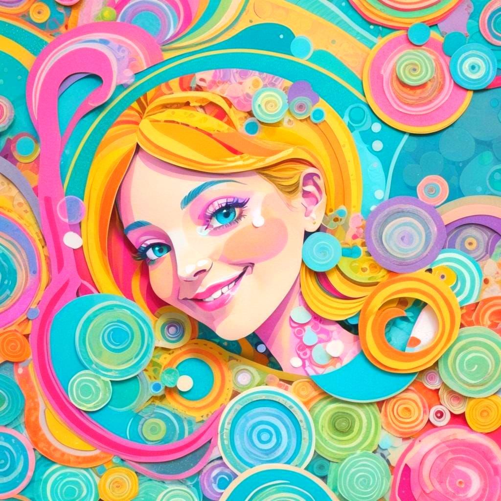 Whimsical Woman in Vibrant Collage