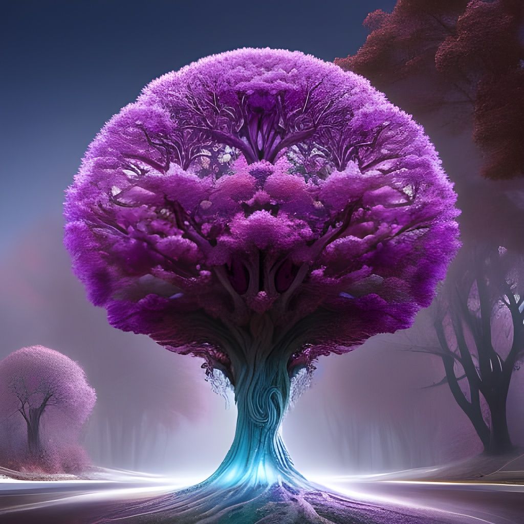 Purple Heart Tree of Life: Detailed Fantasy Art