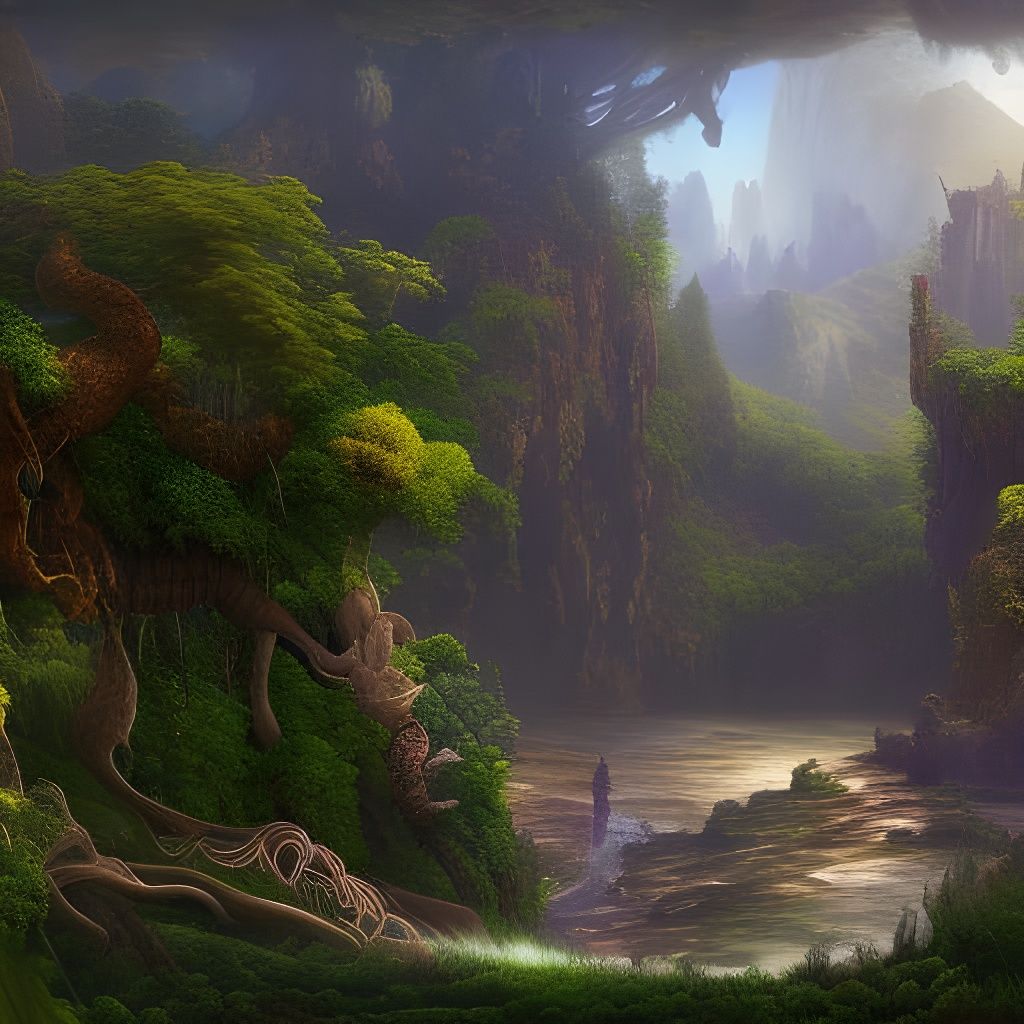 Garden of Eden Wilderness in Detailed Matte Painting