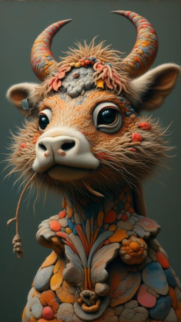 Stylized Creature Portrait in Flat Design