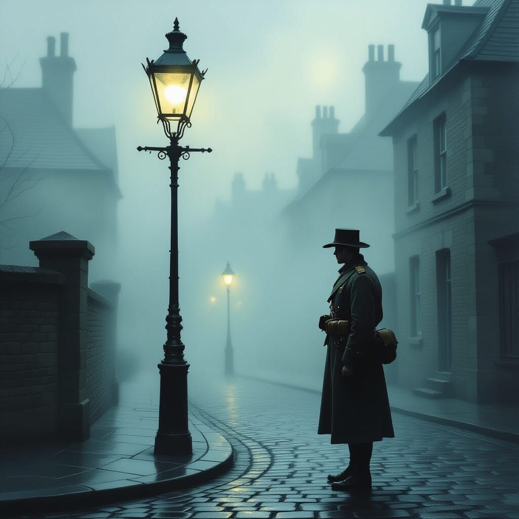 Dark, undefined, hazy dystopian, solitary: A mysterious figu...