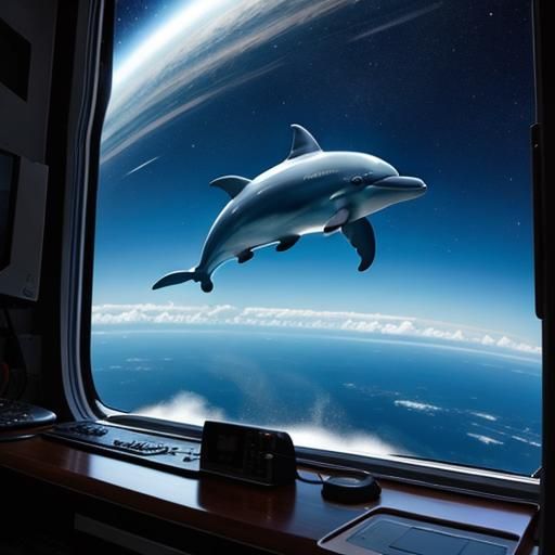 Dolphin Soaring Through Sky: AI Generated Image