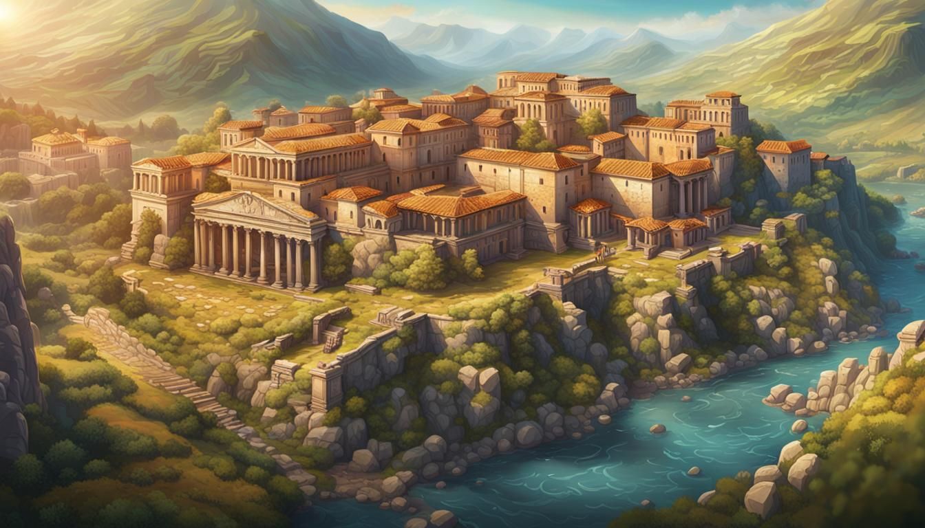 Hyperrealistic Roman Settlement Near High Hills