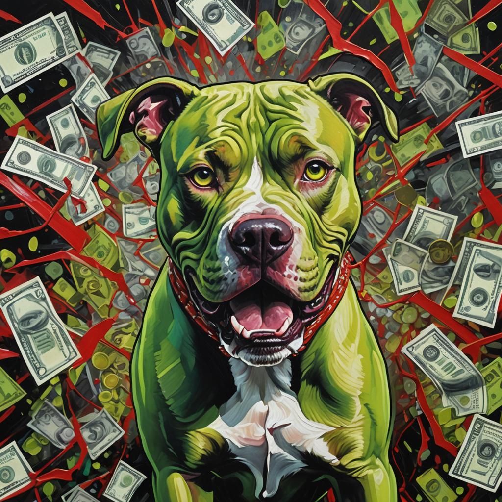 Furious Pitbull in Art Nouveau Style