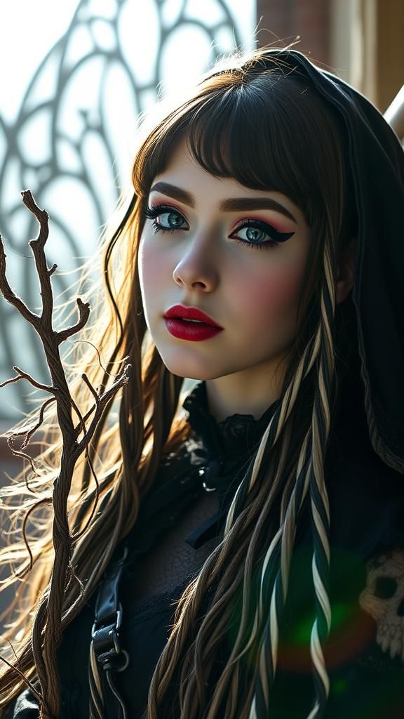 Gothic Papercut Ghost Storybook Figure with Blue Eyes