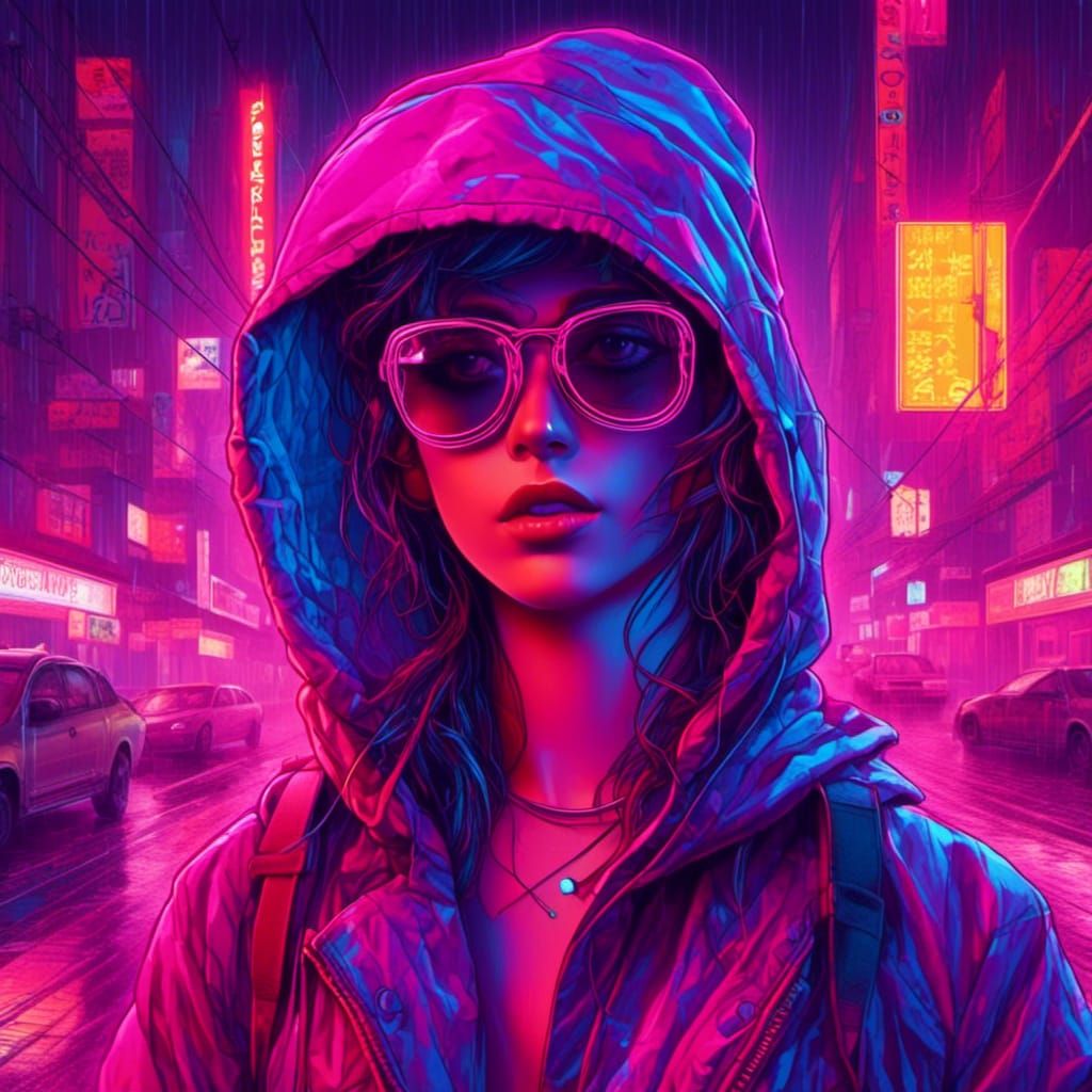 Rain Man in Synthwave Neon Retro Style
