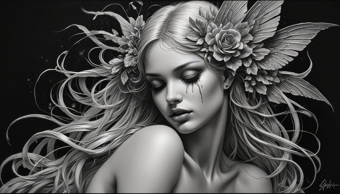 Weeping Fairy Goddess in Sublime Sketch Style